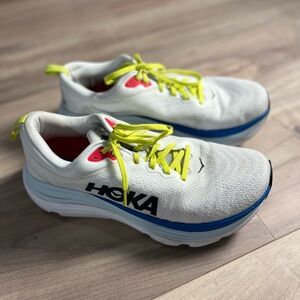HOKA MENS GAVIOTA 5 White and Blue Running Shoes